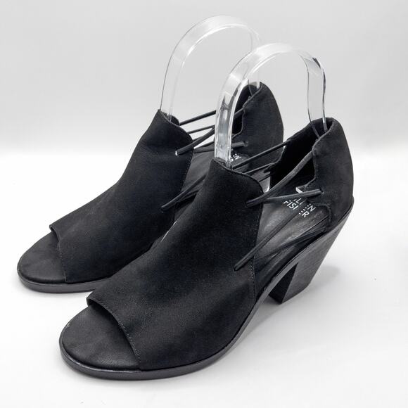 Eileen Fisher Shoes - Eileen Fisher Women’s Shoes Minimal Luxe Staple Black Suede Peep Toe Heels 7